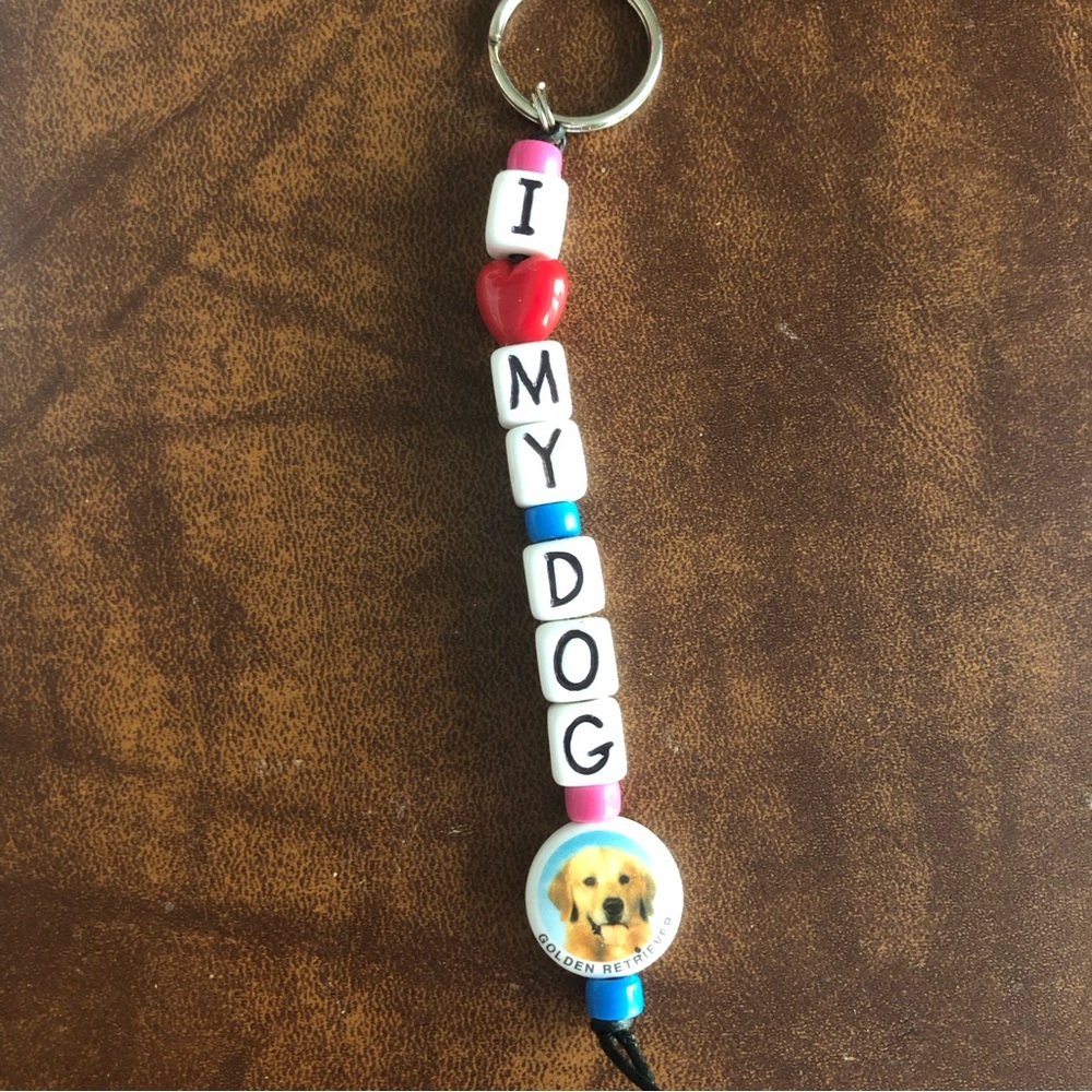 host pick I love my dog golden retriever key chain❤️